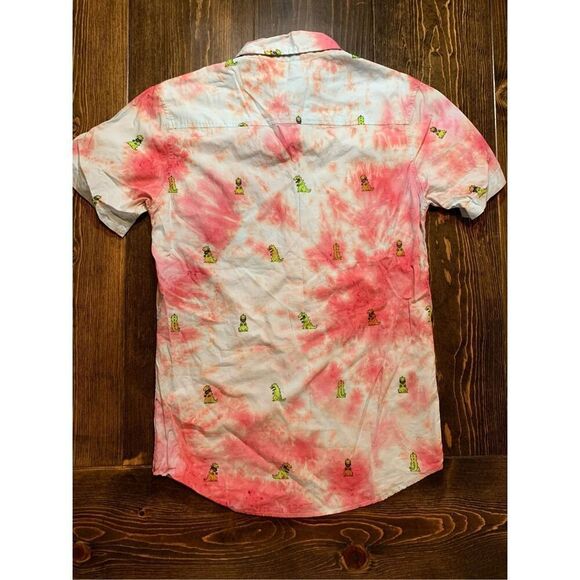 REPTAR RUGRATS Button Down Shirt-Tie Dye Red/Blue Cotton S/S EUC Small - Picture 5 of 5